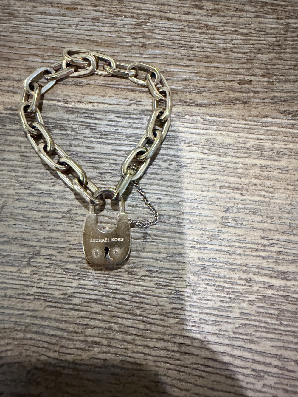 Michael Kors Gold Padlock Link Bracelet with Chain Accent